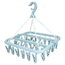 喵汪森林 32夾多功能防風曬衣架, 展開32 x 32 x 33.5cm, 北歐藍