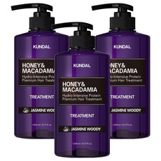 KUNDAL 昆黛爾 蜂蜜澳洲堅果保濕護髮乳 茉莉木草香, 1.058L, 3瓶