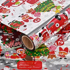 POPO FANCY Pororo 聖誕節塑膠蒸鍍膜捲筒包裝紙 53cm x 12m, 銀色, 2個