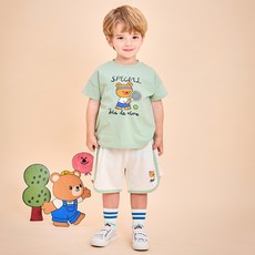 milk mile 童款運動風網球小熊印花短袖套裝