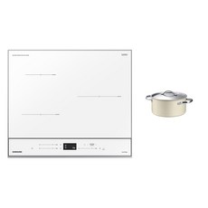 삼성전자 BESPOKE 빌트인 인덕션 3구 글램 화이트 + 냄비, 방문설치, NZ63B6507XH