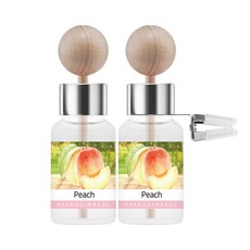 향기마을 차량용 디퓨저 17ml 2p + 나무봉 2p + 송풍구클립 2p, 복숭아, 1세트