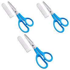 日本CANARY兒童剪刀, 45mm不鏽鋼刀刃, 附安全蓋, 藍色, 3支