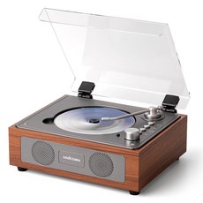 유니콘 엔틱 레트로 전용리모컨 블루투스 휴대용 무선CD플레이어, MF-500CD, 체리우드
