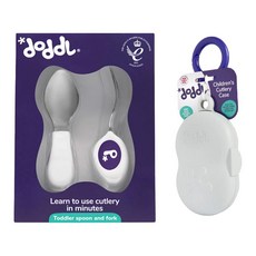 doddL 秒拾餐具 人體工學 兒童學習餐具組, 藍莓紫, 餐具 2入 + 攜帶盒, 1組