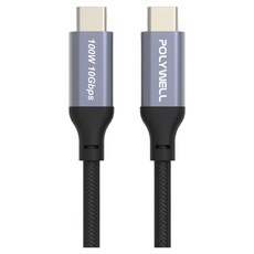 POLYWELL 寶利威爾 USB3.1 Gen2 Type-C 5A高速充電線, 2m, 黑色, 1條
