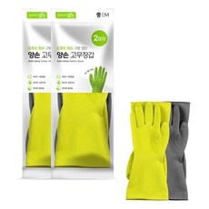 명진 오른손 왼손 구분없는 양손 고무장갑 4켤레, 그린 + 그레이, 중(M), 1세트