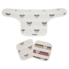 OhBabyLying 讓寶寶躺躺 六層紗背帶口水巾組 黑紅MG 3條入, 柔軟透氣, 卡通圖案, 1組, FREE SIZE