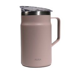 AURA 艾樂 台灣公司貨 簡約不鏽鋼把手保溫杯, 600ml, 黛粉, 1個