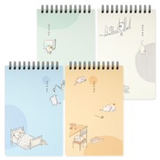 포포팬시 2500 냥이의 하루 상철 합지수첩 80매 4종, 그린 + 옐로우 + 그레이 + 블루, 1세트