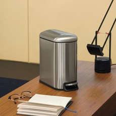 하우스레시피 밀리 무소음 페달 휴지통 5L, 스테인레스