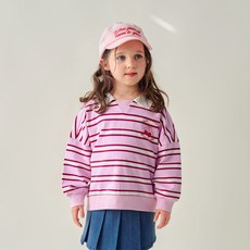 MARI N MORI 兒童Logo條紋翻領T恤