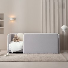 레이디가구 레브 기능성 패브릭 데이베드 침대 슬림형 프레임 + 안전가드 높은형 방문설치, 모던그레이