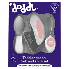 doddL 人體工學兒童學習餐具, 乾燥玫瑰粉, 湯匙 + 叉子, 1組