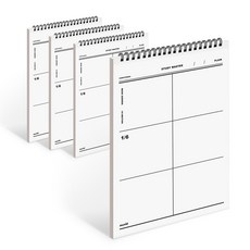 MUNID 上翻線圈6分割數學筆記本, 白色, 4個