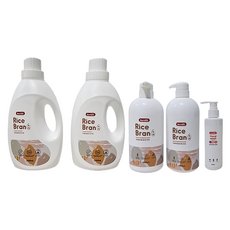 Doricare 朵樂比 米糠濃縮洗衣精2L 2瓶 + 米糠洗潔精1L 2瓶 附私密衣物手洗精200ml, 6.2L, 1組