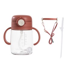 LALABY Plus雙柄按壓式吸管杯附背帶替換吸管組, 紅色, 1組, 220ml