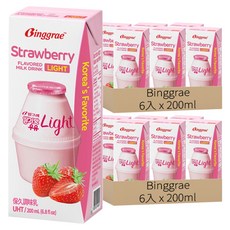 Binggrae light 保久調味乳 草莓風味, 200ml, 12入