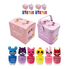 Twomini Friends 水性指甲油錫盒套裝, Twinkle Pink（貓），Lemon Yellow（小雞），Lavender（小狗），Peach Pink（兔子），Twinkle Blue（倉鼠），Twinkled（狐狸）, 3組
