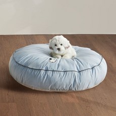 Decoone Once 超細纖維圓形狗坐墊, 淺藍色, 1個