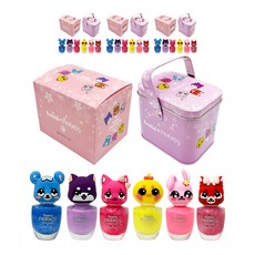 Tomini Friends水性兒童指甲油 6種+錫盒, 混色, 4個