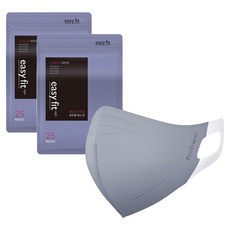 feelnine 耳部舒適 Easy Fit 2D 鳥嘴型彩色口罩 大型, 柔和灰, 25入, 2個