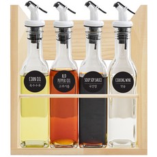 Only Life 油瓶一觸式純油瓶小 250ml x 4p + 24 個標籤 + 木架套組, 1套