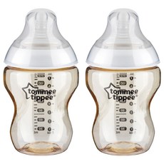Tommee Tippee 湯美天地 Closer to Nature PPSU 奶瓶套裝 配有升級版柔軟奶嘴, 透明, 260ml, 2個