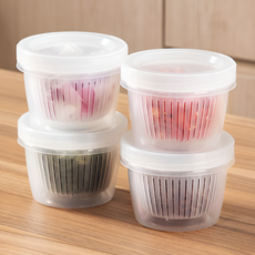 DailyPick 圓形可排水水果和蔬菜儲存容器, 1個, 4個