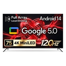 더함 4K UHD QLED DLG 로컬디밍 돌비 AI 스마트 TV, 191cm(75인치), UA751MINILED Google5.0 120Hz 2025C, 무타공 벽걸이형(추가비용발생), 방문설치