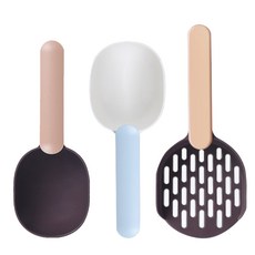 2 個 Elosi 食物勺 + 貓沙鏟套組, 粉紅巧克力、天白（勺子）、粉紅巧克力（沙鏟）