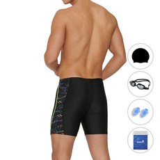 quaro 男士三分室內泳褲 + 泳帽 + 泳鏡 + 耳塞 + 防水袋組合 QRM308S