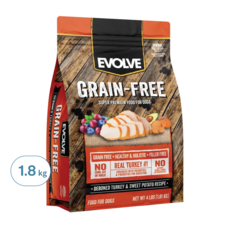 EVOLVE PET FOOD 天然無穀犬糧 4LB, 去骨火雞肉+甜薯配方, 1.8kg, 1袋