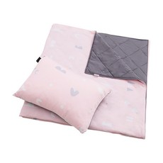 OGG 喔咯 冰冰被套組 悄悄話，兒童被被套+枕套套裝，尼龍超細冰涼纖維, S, 粉色