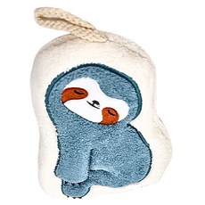 超細纖維三層加厚擦手巾-樹懶-海藍色 超吸水速乾柔軟, 1入