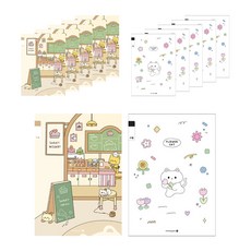 morning glory 填充筆記本 國小 3-6年級 無主題 21行 2款 x 3入 B套組, 2套, 貓咪甜點, 花朵貓咪