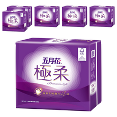 五月花 極柔 頂級抽取衛生紙 2層 110張, 12包, 6袋
