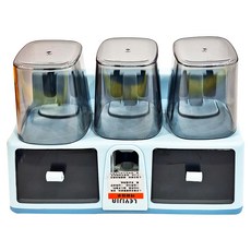 FAmILyLIFE 生活 抽屜式無痕壁掛耐重牙刷架 三杯組, 藍色, 1組