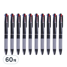 Holipic 3色原子筆組 0.7mm, 60個, 黑色(筆桿), 黑色 + 紅色 + 藍色(墨水)