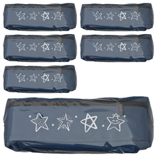 環保雙拉鍊筆袋 6個, 黑色 + 灰色 + 藍色, 1組