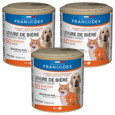 FRANCODEX 法典 酵母鋅爆毛錠，60錠，犬/貓適用，健康毛髮, 皮膚/毛髮, 3罐
