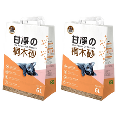 甘淨 桐木原味 凝結貓砂 6L, 100% 純天然木屑, 2袋