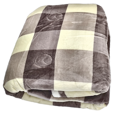 Betrise 貝翠絲 簡約雪花绒/羊羔绒包邊雙面加厚多功能暖被, 210 x 180cm, 時尚咖格