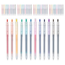 deLi 得力 Delite快乾敲擊式中性筆12色套裝0.5mm EQ118, 混合色, 5套