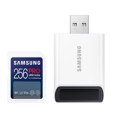 SAMSUNG 三星 PRO Ultimate SD 記憶卡 + 讀卡機, 256GB, 1個