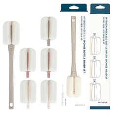 마더케이 리필형 롱핸들 젖병솔 세트 + 젖병솔 리필 3p, 1세트, 베이지(핸들)