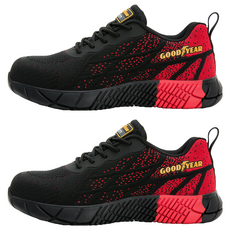 GOODYEAR 固特異 男運動鋼頭鞋GAMX33760 凱夫拉防穿刺 護趾鞋頭強化, 黑紅色, 26cm