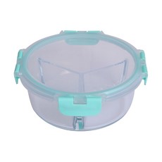 Dr. RIN 耐熱三格玻璃保鮮盒 圓型, 1 個容器 + 1 個蓋子, 1個