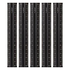 Deli Nusain 鋁製便攜式雙面刻度直尺 15cm, 黑色, 5個