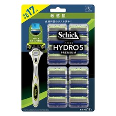 Schick 舒適牌 水次元 5Premium 敏感肌用刮鬍刀組 刀把 + 刀片 17個, 1組, 1盒